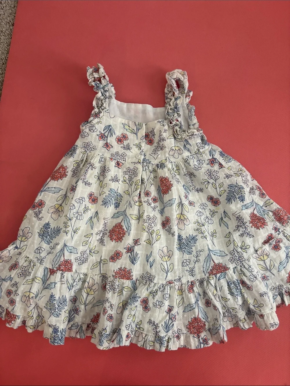 Joie Girls Floral Sundress in Cream with Red & Blue Flowers